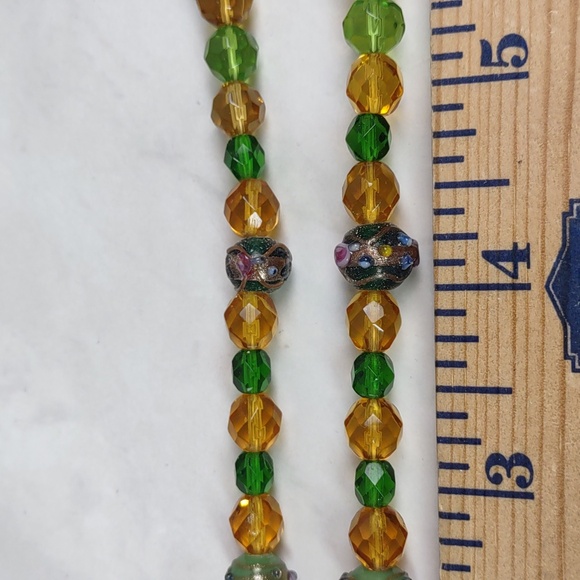 Art Glass/Faceted Crystal Necklace/Earrings Set - Picture 6 of 12